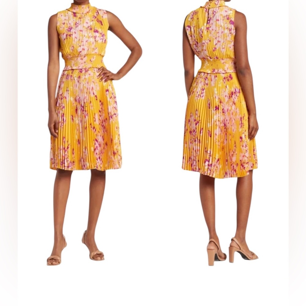Nanette Lepore Yellow  Cypress Floral Sleeveless Dress Sz‎ 12 Femenine cottage
